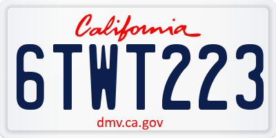 CA license plate 6TWT223