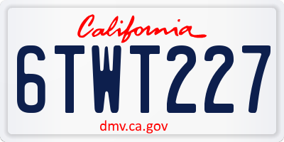 CA license plate 6TWT227
