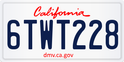 CA license plate 6TWT228