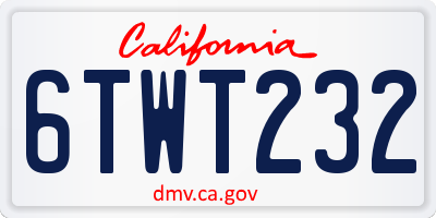 CA license plate 6TWT232