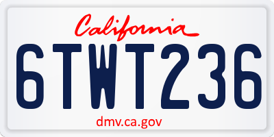 CA license plate 6TWT236