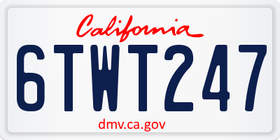 CA license plate 6TWT247