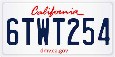 CA license plate 6TWT254