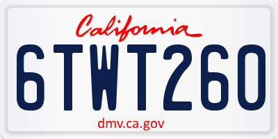CA license plate 6TWT260