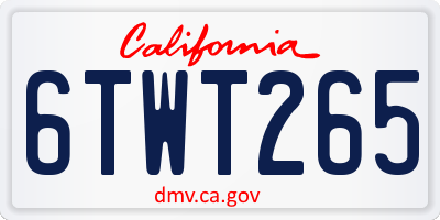 CA license plate 6TWT265