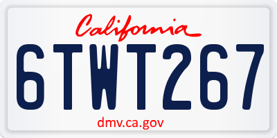 CA license plate 6TWT267
