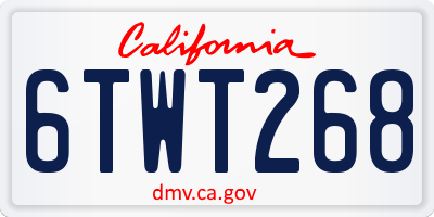 CA license plate 6TWT268