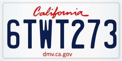 CA license plate 6TWT273