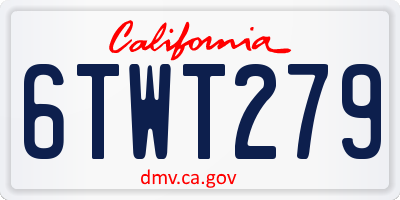 CA license plate 6TWT279
