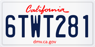 CA license plate 6TWT281