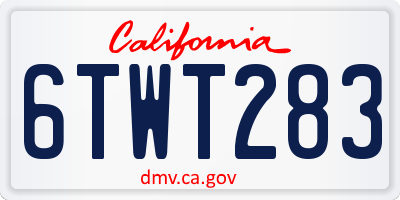 CA license plate 6TWT283