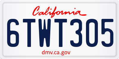 CA license plate 6TWT305