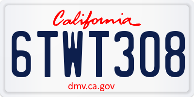 CA license plate 6TWT308