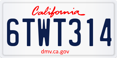 CA license plate 6TWT314