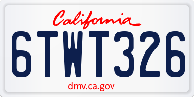CA license plate 6TWT326