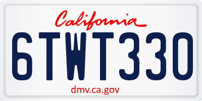 CA license plate 6TWT330