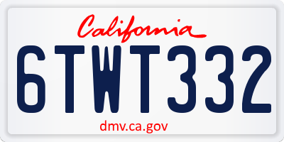 CA license plate 6TWT332