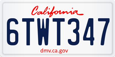 CA license plate 6TWT347