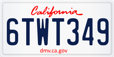 CA license plate 6TWT349