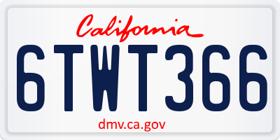 CA license plate 6TWT366