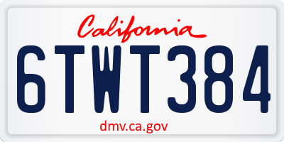 CA license plate 6TWT384