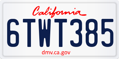 CA license plate 6TWT385