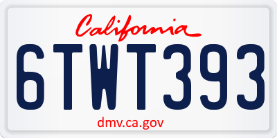 CA license plate 6TWT393
