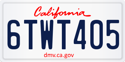CA license plate 6TWT405