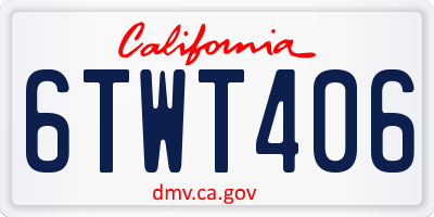 CA license plate 6TWT406