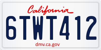 CA license plate 6TWT412