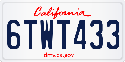 CA license plate 6TWT433