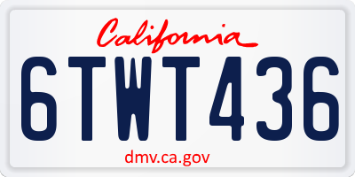 CA license plate 6TWT436