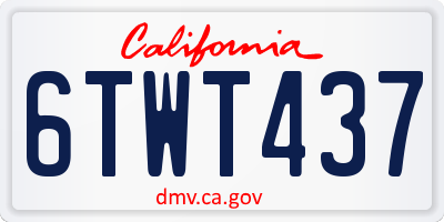 CA license plate 6TWT437