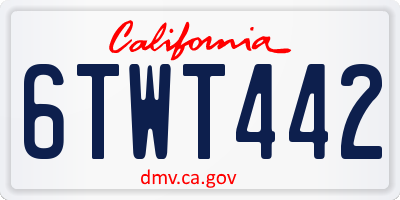 CA license plate 6TWT442