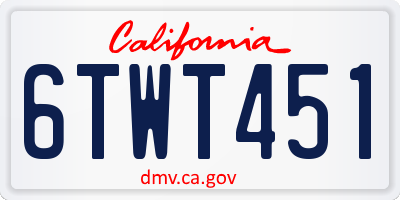 CA license plate 6TWT451