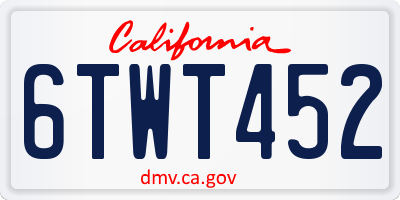CA license plate 6TWT452