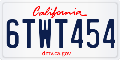 CA license plate 6TWT454