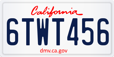 CA license plate 6TWT456