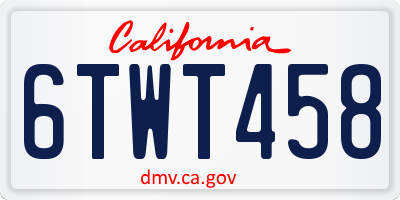 CA license plate 6TWT458