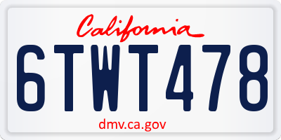 CA license plate 6TWT478