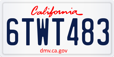 CA license plate 6TWT483
