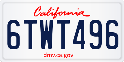 CA license plate 6TWT496
