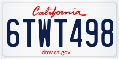 CA license plate 6TWT498