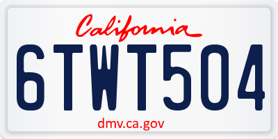 CA license plate 6TWT504