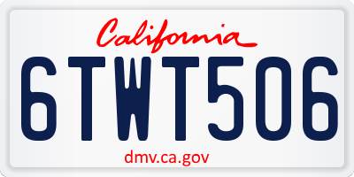 CA license plate 6TWT506
