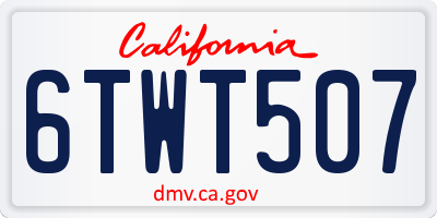 CA license plate 6TWT507