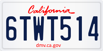 CA license plate 6TWT514