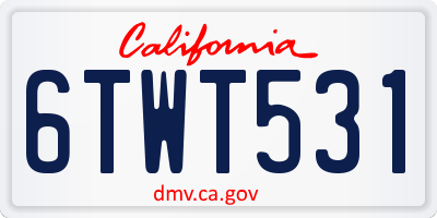 CA license plate 6TWT531