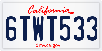 CA license plate 6TWT533
