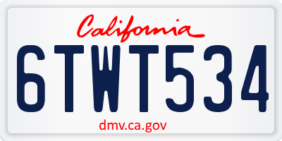CA license plate 6TWT534